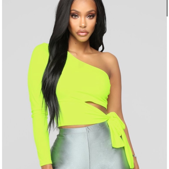 Fashion Nova Holding It Down Neon Crop Top